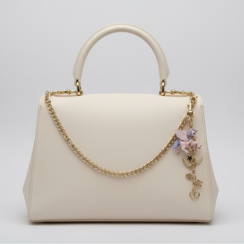 Upcycled Charm Bag Chain Handmade Gold Chain Vintage Toy Unicorn Sustainable